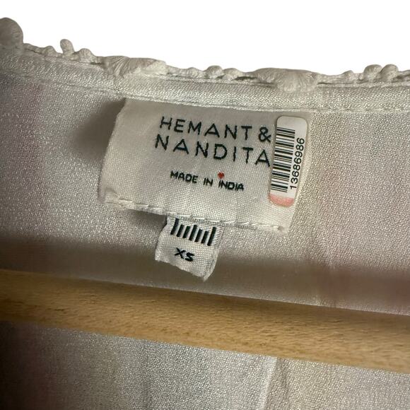 Hemant & Nandita Jorah Multicolor Tie Dye Print V-Neck Puff Sleeve Midi Dress XS - Picture 7 of 16